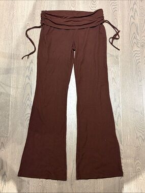 Vanilla Star Brown Fold-Over Waist Flared Pants